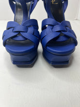 Saint Laurent Ysl Tribute Platform Sandal blue leather sandal heels size 36/ 6