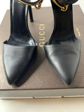 Gucci Horsebit black leather ankle strap pumps heels size 37.5 /7.5
