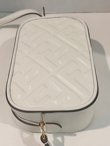 Fendi white Cream Embossed Crossbody leather Bag - NEW