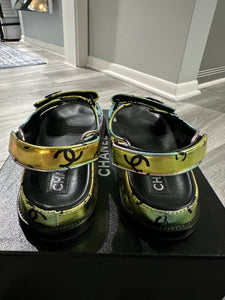 Chanel 23C multicolor rainbow dads sandals size 39.5 / 9.5
