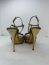 Miu Miu gold pewter cork platform heel sandals size 38.5 / 8.5
