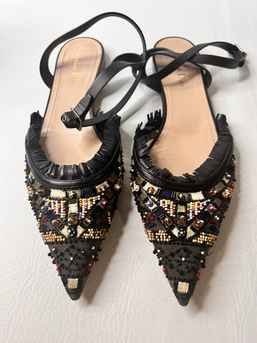 Christian Dior flat ankle strap beaded sandals size 42/ 12