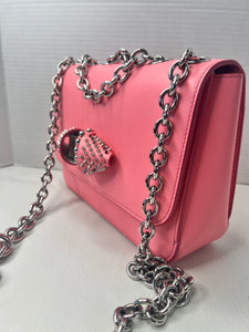 Christian Louboutin Sweet Charity Pink Calf Leather Spiked Crossbody Shoulder Bag