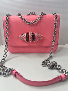 Christian Louboutin Sweet Charity Pink Calf Leather Spiked Crossbody Shoulder Bag