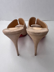 Christian Louboutin Shimmer rose nude mule sandal heels size 41 / 11