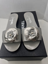 CHANEL 17C Python leather camellia slides sandals size 36.5 / 6.5