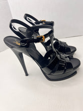 Saint Laurent Ysl Tribute 105mm Black Patent Leather Sandal Platform Heels Size 41 / 11