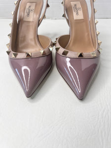 Valentino Garavani rockstud slingback lavender patent low heel sandals size 36/6