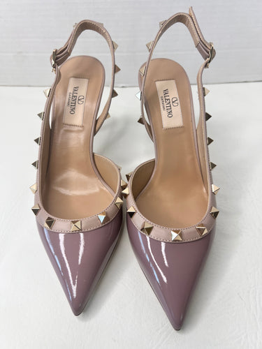 Valentino Garavani rockstud slingback lavender patent low heel sandals size 36/6