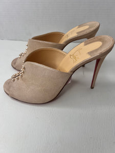 Christian Louboutin Shimmer rose nude mule sandal heels size 41 / 11