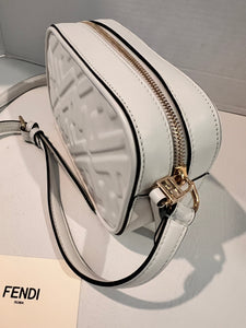 Fendi white Cream Embossed Crossbody leather Bag - NEW