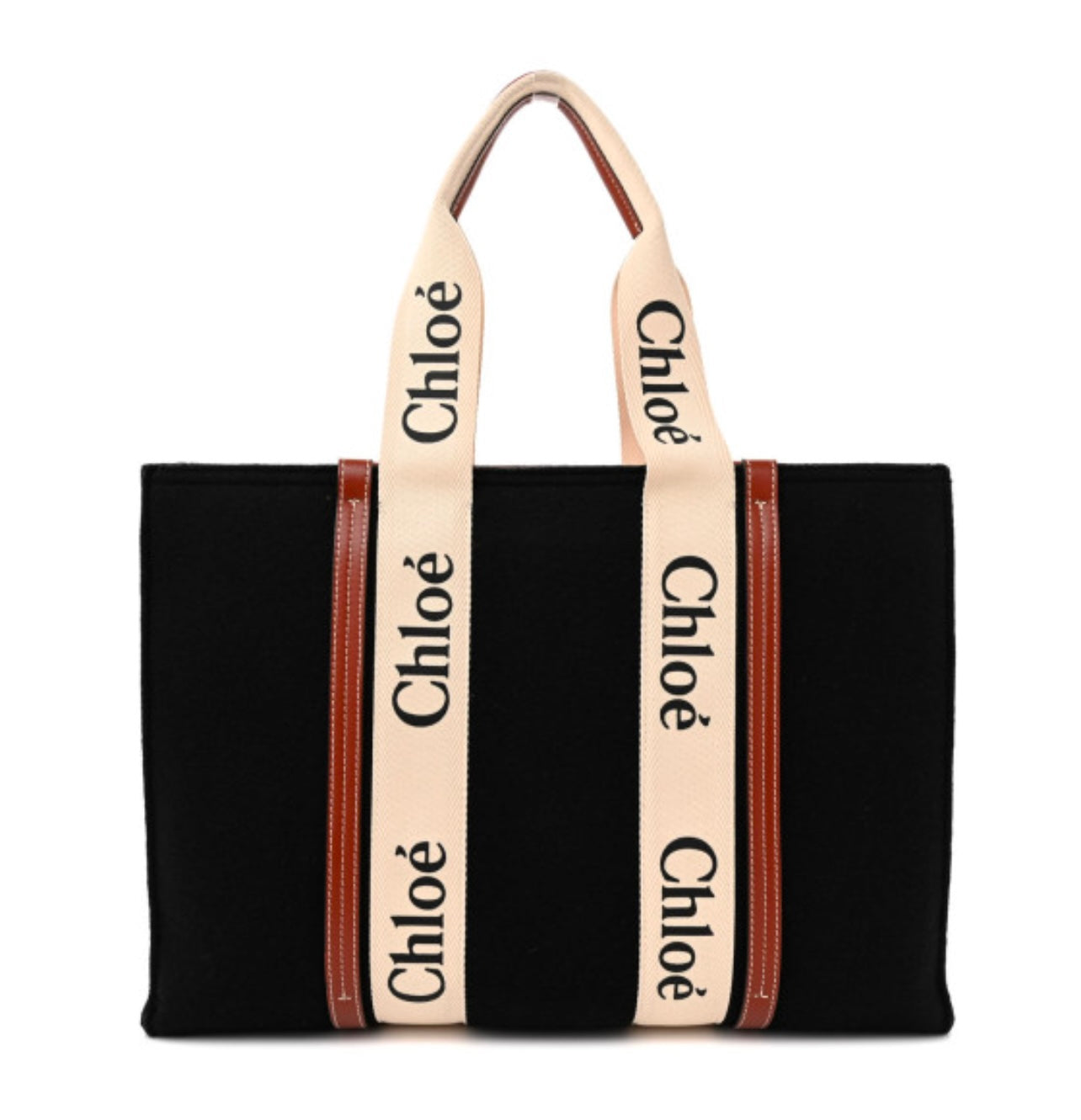 Chloe medium woody black felt tote shoulder bag