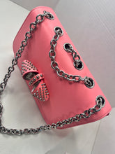 Christian Louboutin Sweet Charity Pink Calf Leather Spiked Crossbody Shoulder Bag