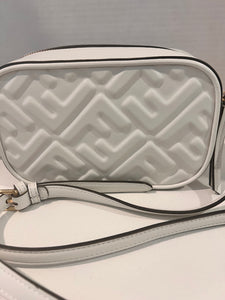 Fendi white Cream Embossed Crossbody leather Bag - NEW