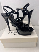 Saint Laurent Ysl Tribute 105mm Black Patent Leather Sandal Platform Heels Size 41 / 11