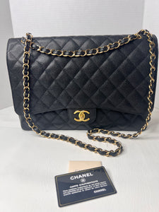 Chanel Maxi Double Flap Classic Bag - Black Caviar with Gold Hardware