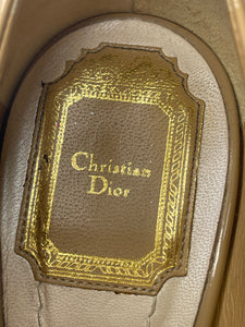 Christian Dior "Miss Dior" Classic Peep Toe Platform Nude Patent Pumps Size 38/8