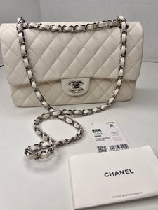 Chanel medium classic double flap White caviar / shw hardware shoulder bag