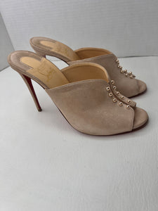 Christian Louboutin Shimmer rose nude mule sandal heels size 41 / 11