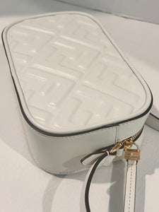 Fendi white Cream Embossed Crossbody leather Bag - NEW
