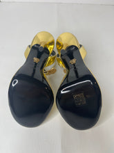 Versace Medusa Gold Metallic Calfskin Ankle Strap Heels Pumps Size 38.5 / 8.5