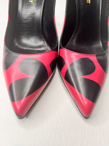 Saint Laurent YSL Pumps Big Heart Paris Pointed Toe Stiletto Leather Heels Size 39/ 9