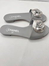 CHANEL 17C Python leather camellia slides sandals size 36.5 / 6.5