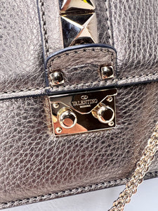 Valentino Garavani Rockstud Glam Lock Shoulder Crossbody Bag metallic bronze