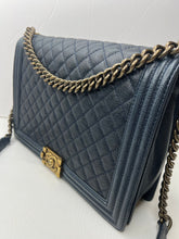 Chanel Boy Flap Bag Maxi Large Quilted Navy Blue Caviar