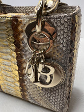 Christian Dior metallic gold/brown/beige mini lady bag with gold hardware