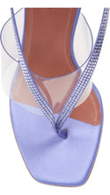 Amina Muaddi Zula Satin Lilac Provence Crystal Ankle Wrap Sandals size 38