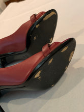 Gucci horsebit red leather peep toe heels 39/9