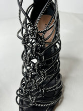 Alaia Peau Elegance Black/White Caged Sandals Heels  Size 38/ 8