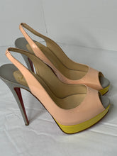 Christian Louboutin 150mm lady peep tricolor slingback patent heels 40/ 10