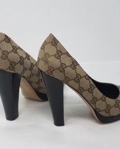 Gucci GG beige brown guccisimma pumps heels size 8