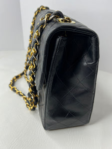 Chanel Black Quilted Leather Vintage Maxi Flap Bag with 24kt Gold plated