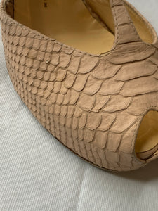 Giuseppe Zanotti Nude T-Strap Leather Peep Toe Sandal Heel Size 39/9