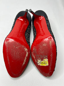Christian louboutin polka dot sheer chiffon peep toe heels size 40/10
