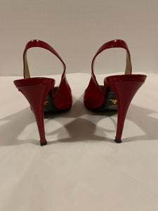 PRADA pointed red leather slingback heels Size 39.5