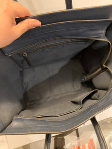 CELINE Mini Luggage Handbag in Drummed Calfskin Leather -Navy Blue
