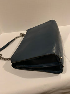 Gucci supreme medium GG interlocking dark teal blue leather flap shoulder bag