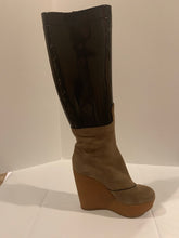 Dolce & Gabbana Black PVC And Suede Wedge Knee High Boots Size 40 / 10