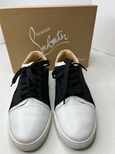 Christian Louboutin white black bandaged lace up sneakers size 39.5