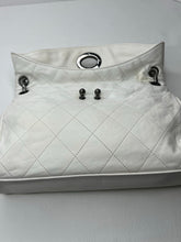Chanel fold over white stitched hobo bag with thick chain