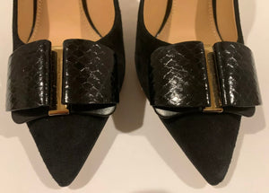 Salvatore Ferragamo MIMI 100 suede reptile heels pumps size 9.5