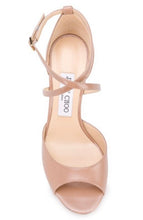 Jimmy Choo Emus 85 Nude ballet Pink Embossed Patent Sandal Heels Size 35 / 5