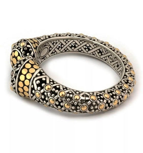 John Hardy Jaisalmer Dot Collection Kick Sterling Silver 18kt Bracelet Cuff