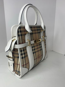 Burberry Horseferry House Haymarket nova check white satchel crossbody bag