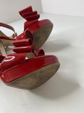 Valentino Garavani red patent bow ankle strap heels