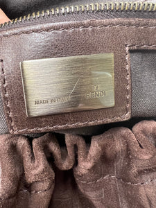 Fendi magic brown FF monogram suede satchel handbag